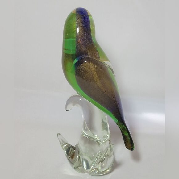 Vintage Murano Glass Toucan 11" Sculpture With Gold Leaf - Picture 4 of 9